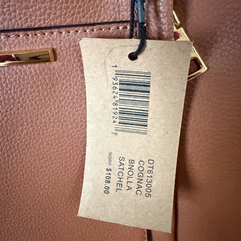 Steve Madden BNOLLA Cognac Satchel Tote NWT Gold Hardware - Picture 4 of 9